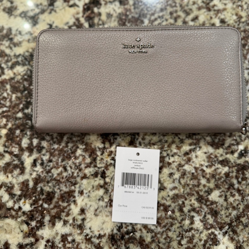 Kate Spade Jackson Large Continental Wallet Soft Taupe Gray